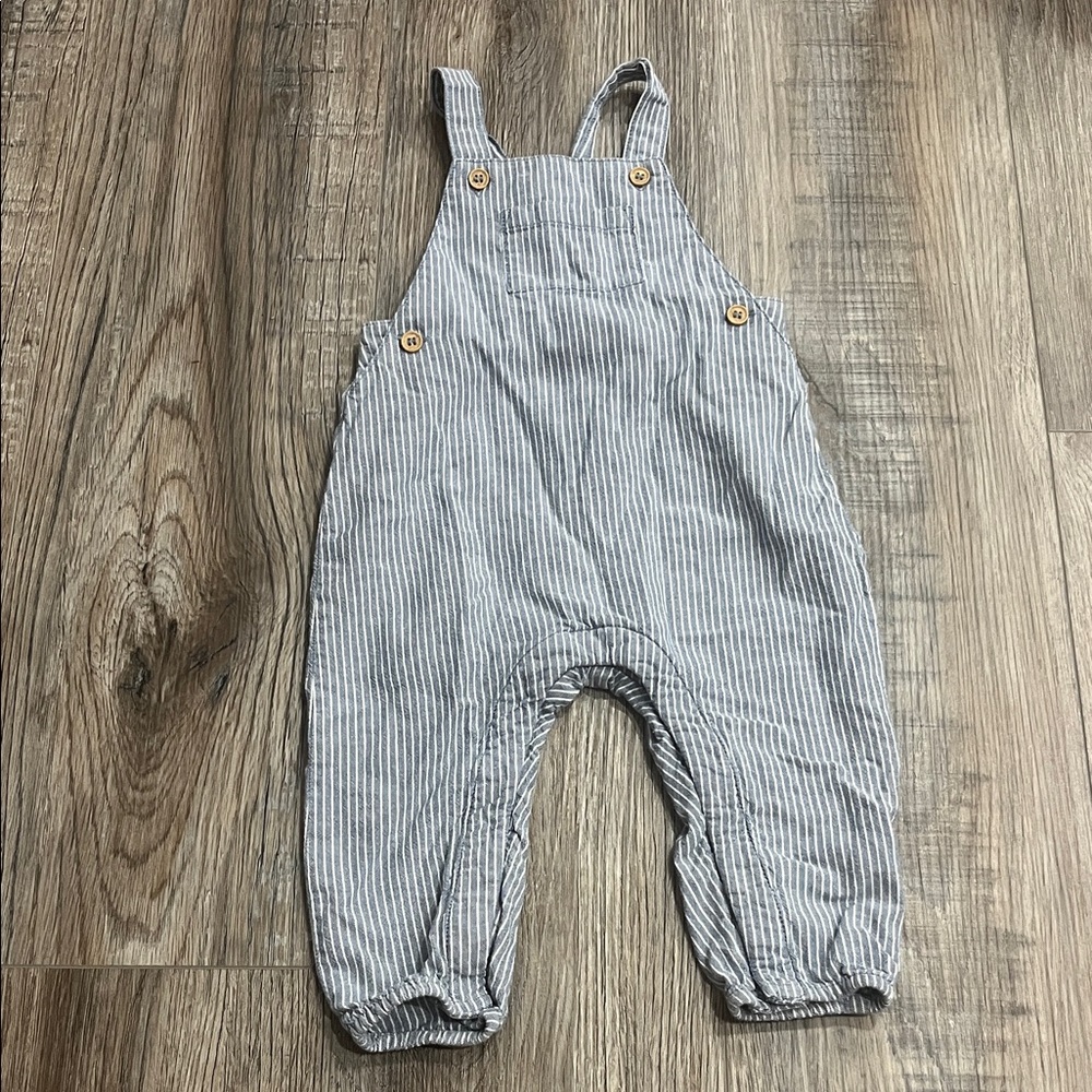 H&M Blue and White Striped Cotton Overalls